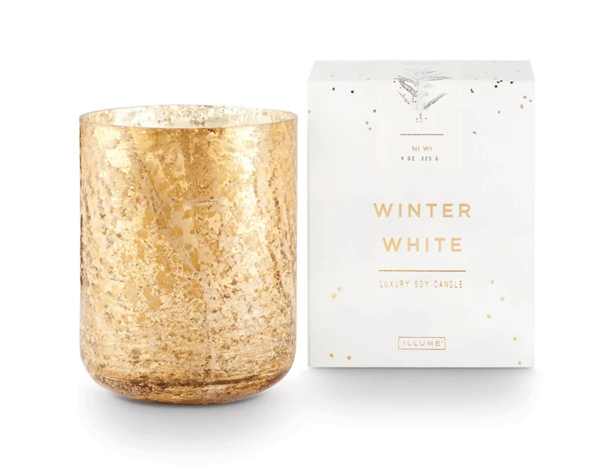 Winter White Luxe Sanded Mercury Candle Gold | Megan Molten