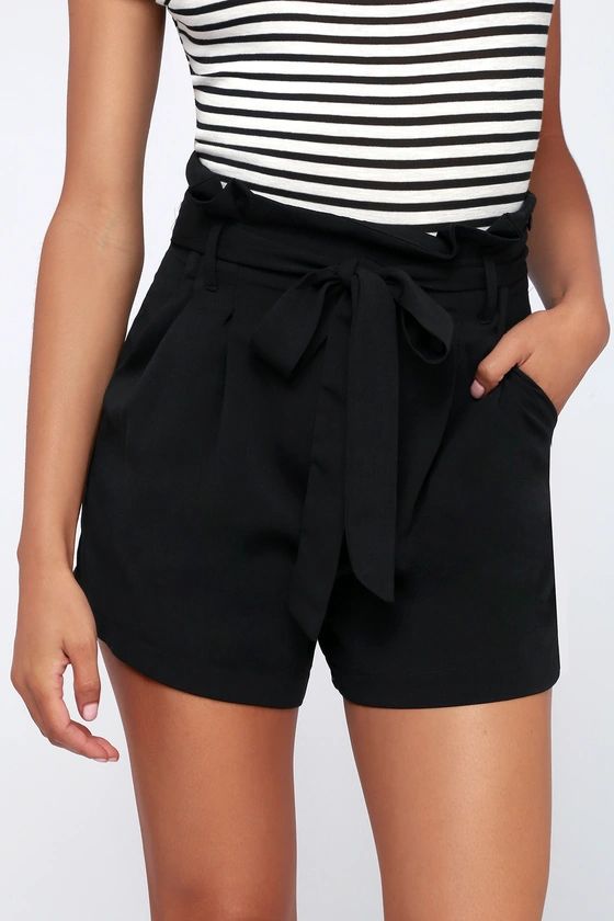 Best Asset Black Paperbag Waist Shorts | Lulus (US)