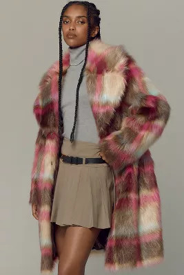 NVLT Plaid Faux-Fur Luxious Coat | Anthropologie (US)