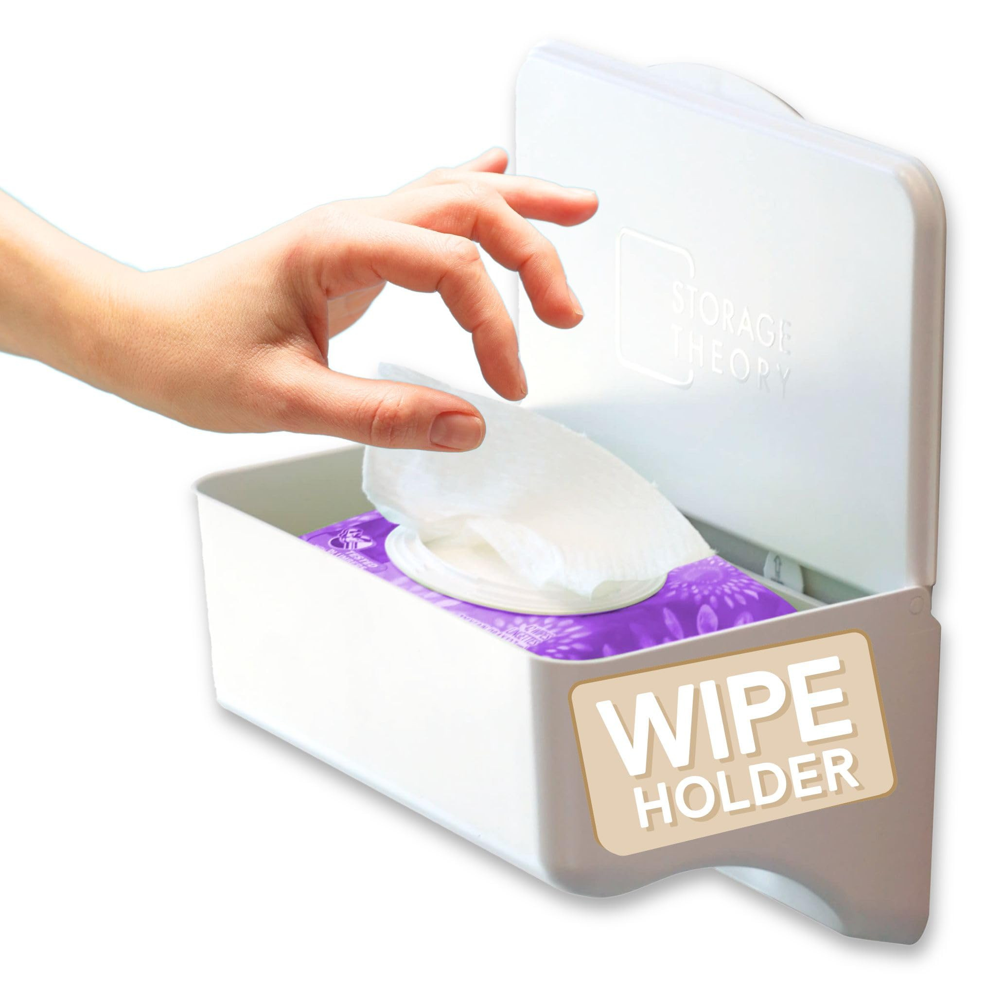 Storage Theory Bathroom Wipes Holder Dispenser with Shelf – Restroom Organizer & Toilet Wipe Ho... | Amazon (US)