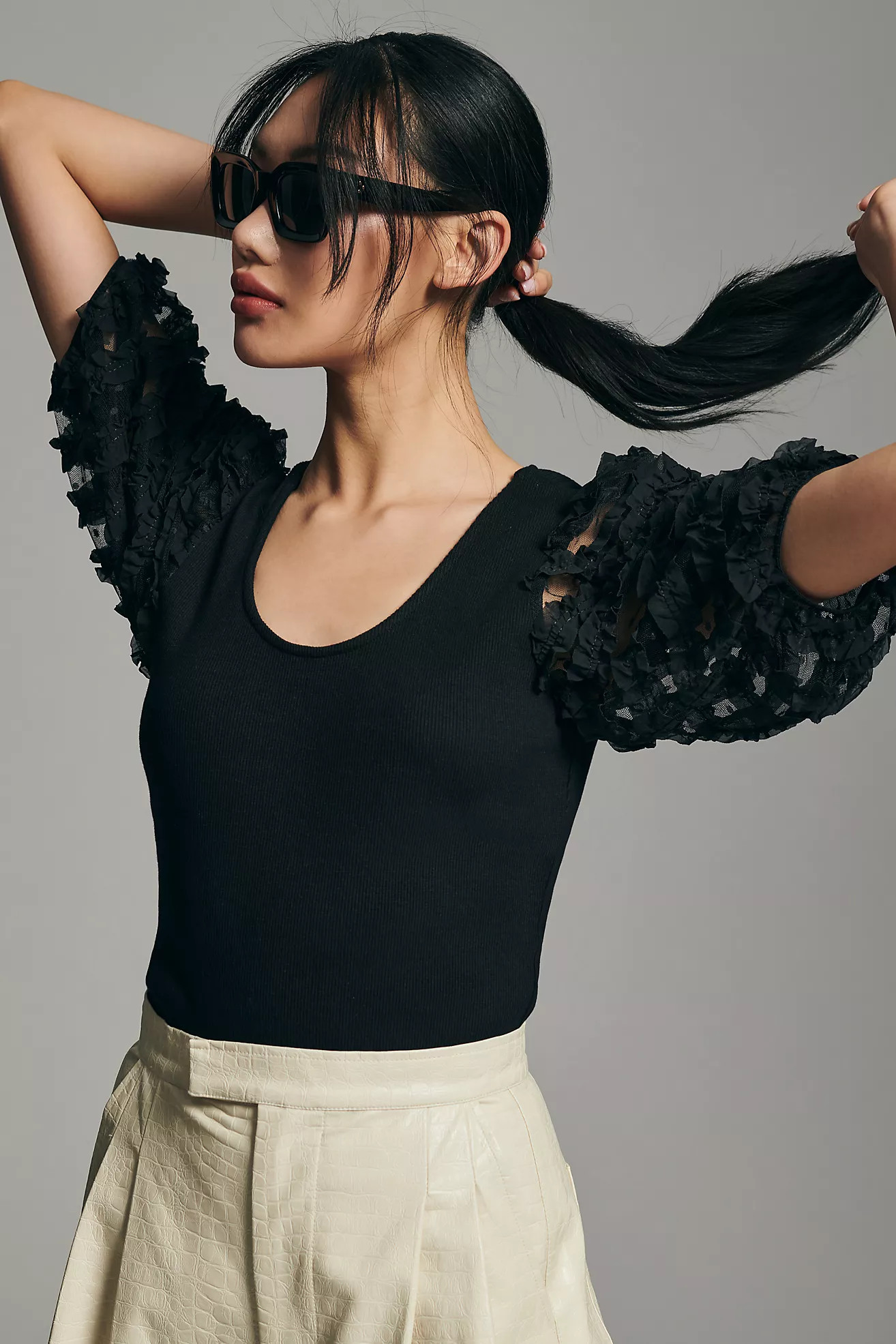 DOLAN Ruffle-Sleeve Top | Anthropologie (US)