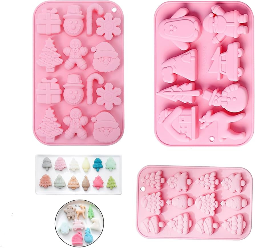 RJSTORE 3Pcs Christmas molds silicone,Christmas chocolate molds,Baking Mold for Chocolate,Mini Ca... | Amazon (US)