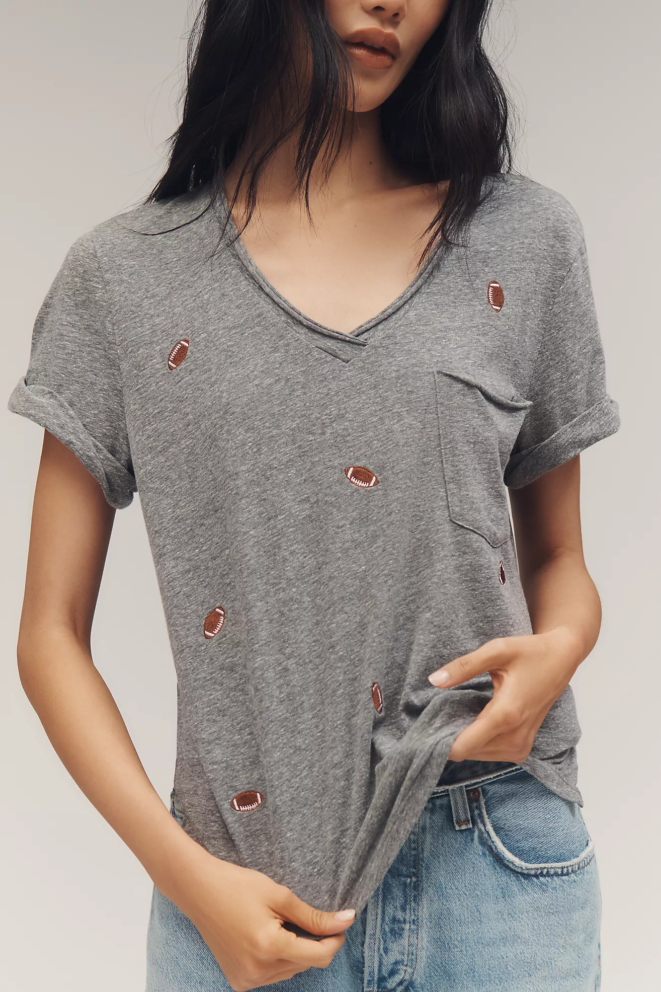 The Quinn Short-Sleeve V-Neck Tee by Pilcro | Anthropologie (US)