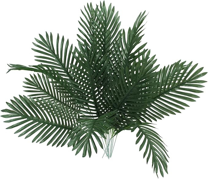 18 Pcs Large Artificial Palm Leaves with Stems Tropical Palm Tree Leaves Faux Plant Leaves Fake P... | Amazon (US)