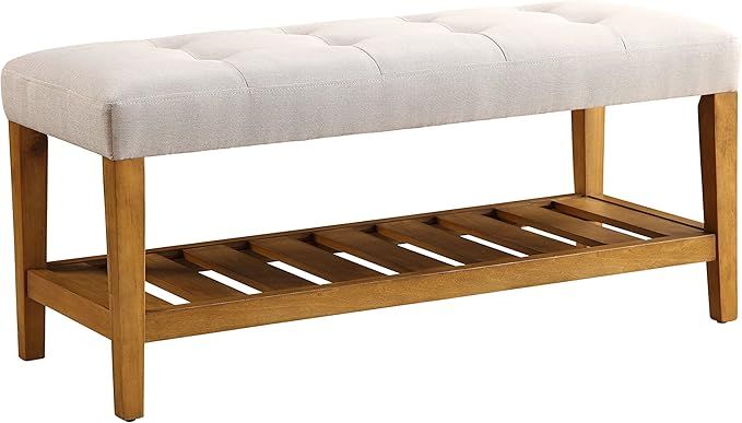 ACME Furniture Charla Bench, Light Gray & Oak, One Size | Amazon (US)