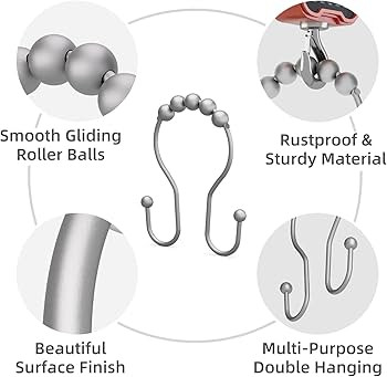 Shower Curtain Hooks Silver, Bathway Shower Curtain Rings Rust Proof, Shower Hooks for Shower Cur... | Amazon (US)