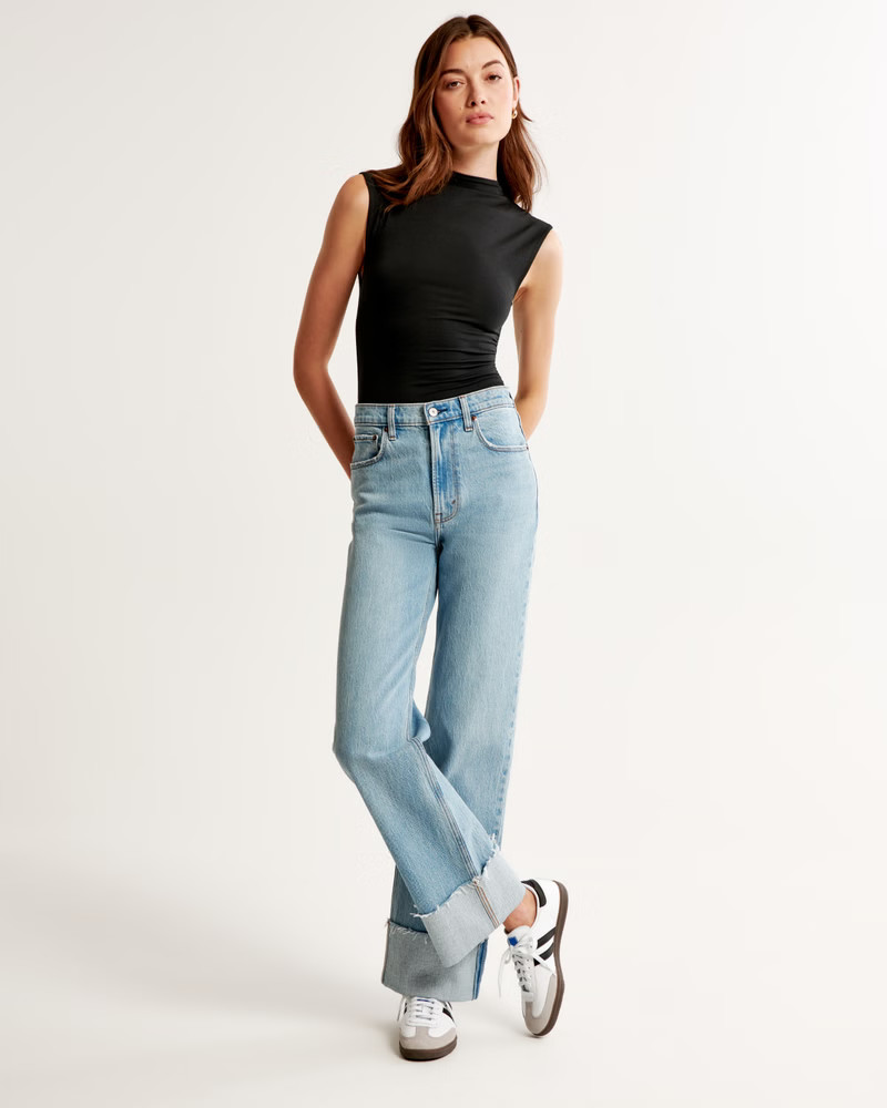 Cotton-Modal Ruched Shell Bodysuit | Abercrombie & Fitch (US)