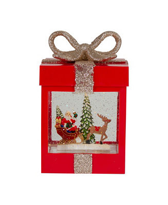 7" Gift Box Christmas Snow Globe with Santa and Reindeer | Macy's