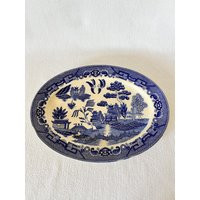 Antique Japan Blue Willow Platter/Tray, Oval Old Stains & Crazing Plate, White Wall Decor, Made in Japan, Collectible Platter | Etsy (US)