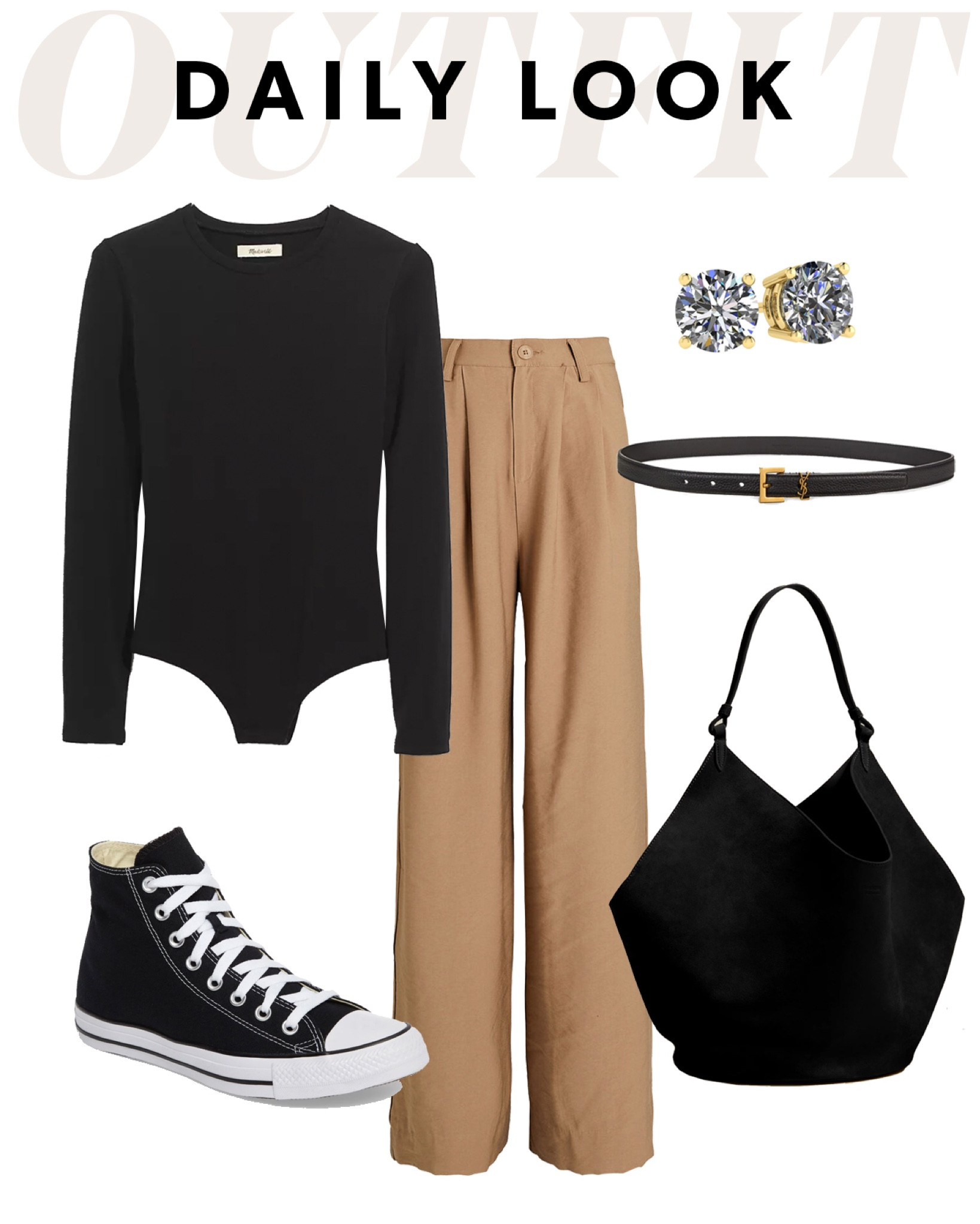 Fall outfit ideas, wide leg pants, converse sneakers, khaite handbag, YSL belt 

#LTKSeasonal #LTKunder100 #LTKstyletip