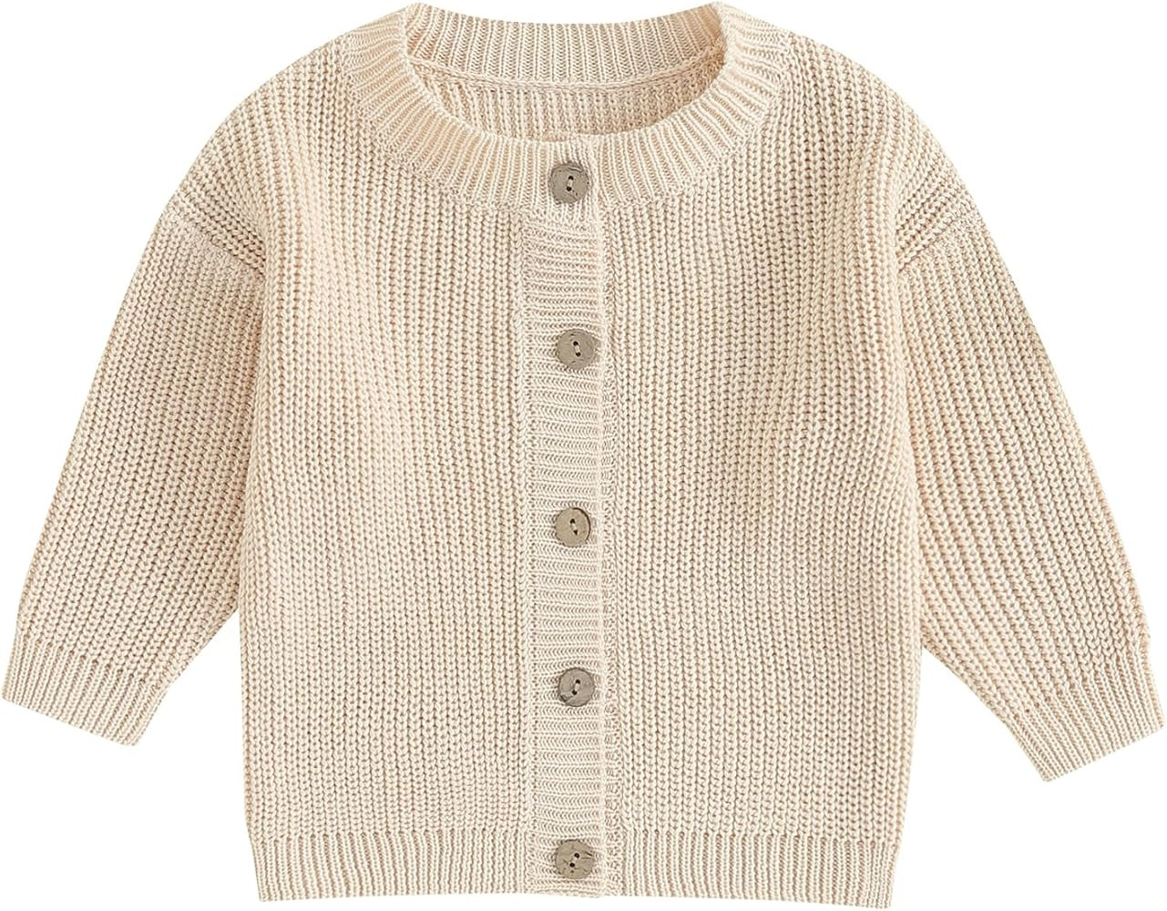 Newborn Baby Girls Knit Cardigans Long Sleeve Crewneck Hollow Knit Thin Sweater Toddler Button To... | Amazon (US)