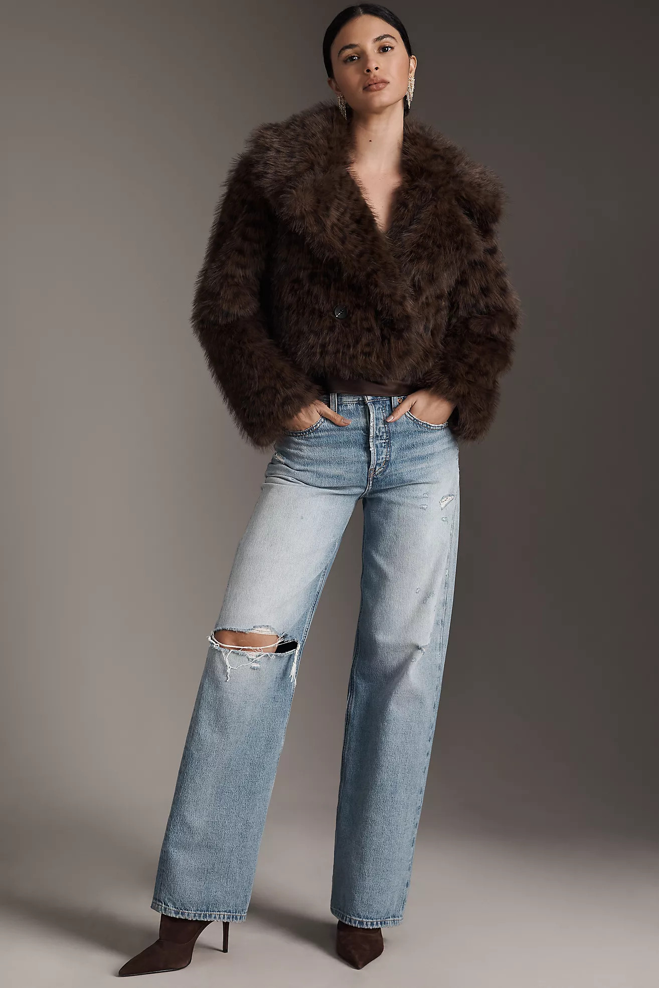 Avec Les Filles Faux Fur Crop Jacket | Anthropologie (US)