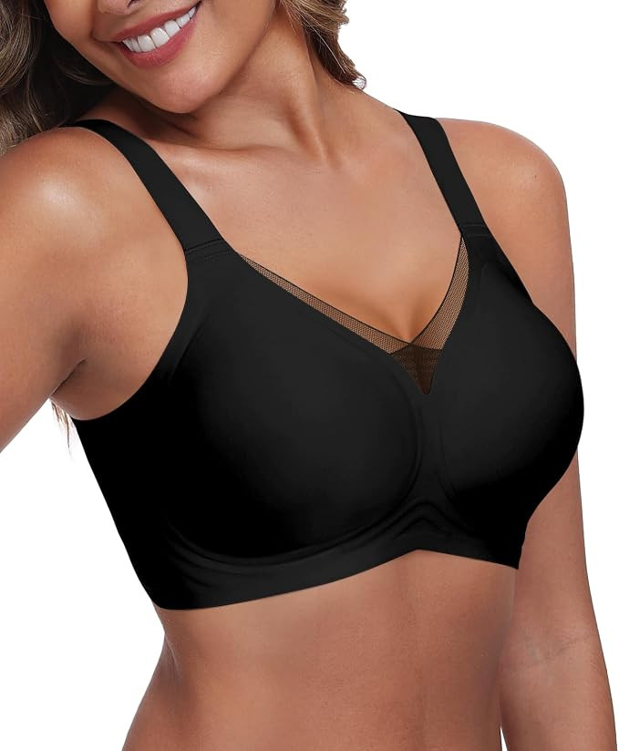 Women's Wireless Bras Full Coverage V Mesh Padded Bralette No Underwire Seamless Comfortable Ever... | Amazon (US)