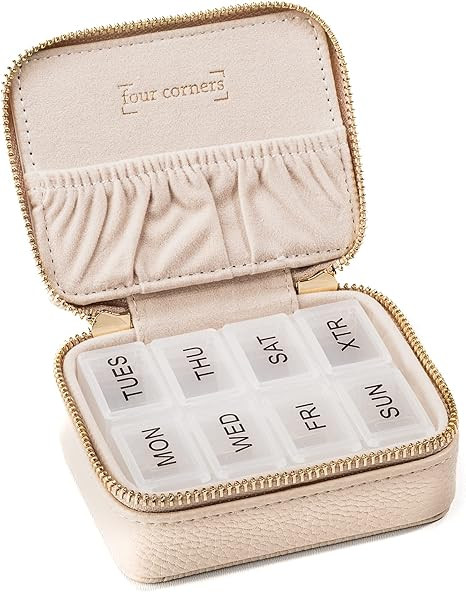 Travel Pill Organizer - Weekly Pill Organizer - Vegan Leather Pill Case - Portable Pocket Pharmac... | Amazon (US)