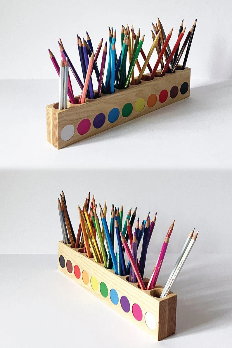 Montessori Pencil Holder Double Sided - Etsy | Etsy (Global)