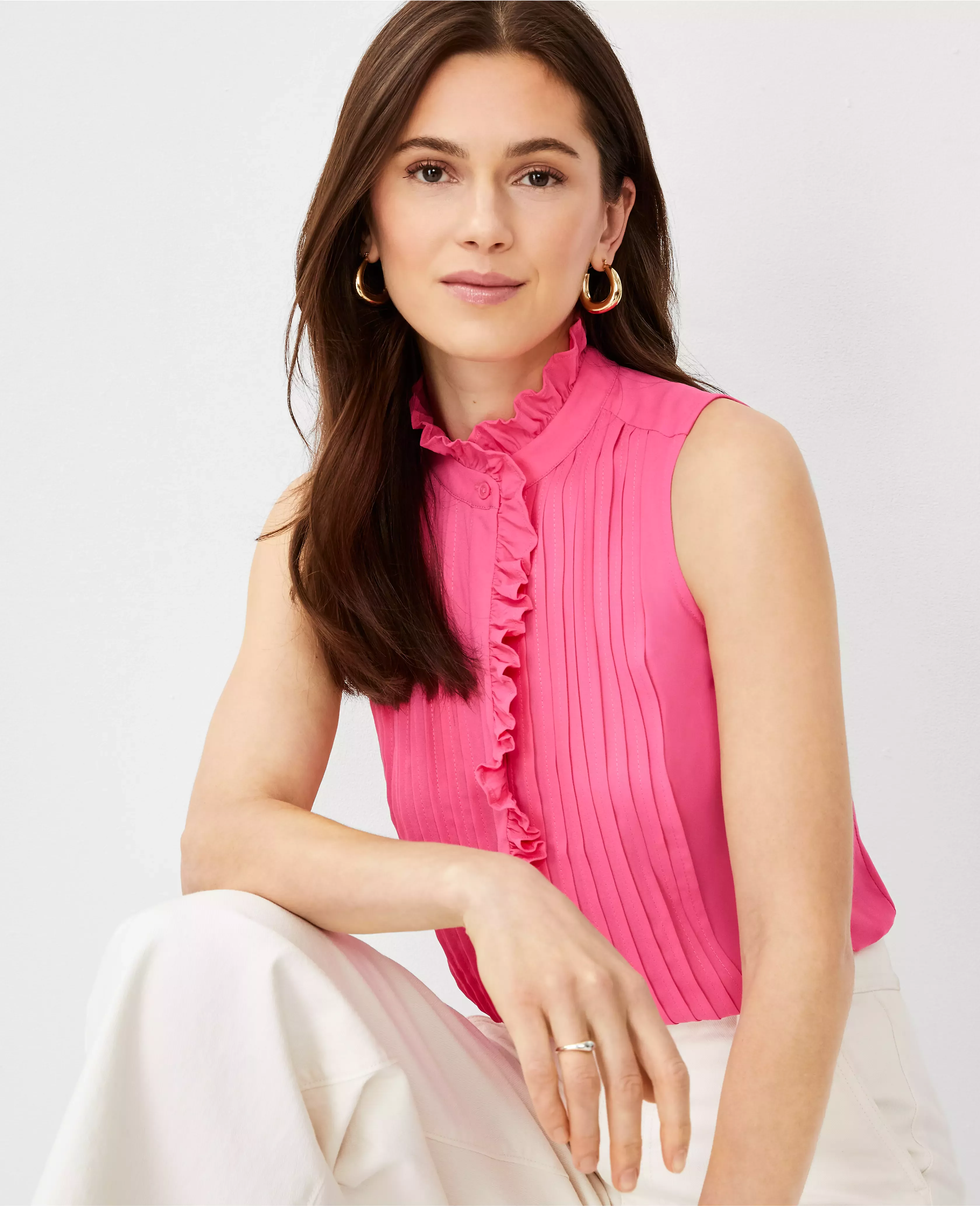 Petite Ruffle Split Neck Popover curated on LTK