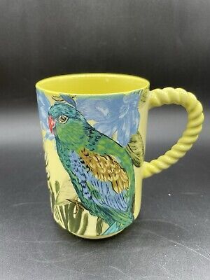 Anthropologie Pluma Stoneware Mug Cup Yellow Motif Bird Floral 11.8 Oz 4.5 New  | eBay | eBay US