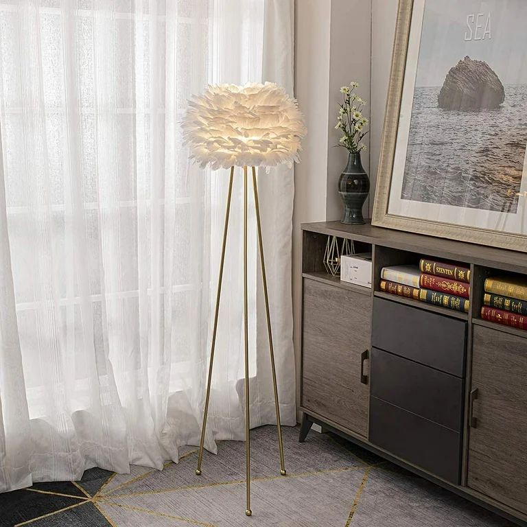 Maxax Floor Lamp – Feather Floor lamp with White Feather Shade | Walmart (US)