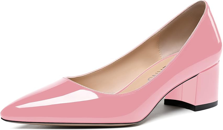 WAYDERNS Women's Pointed Toe Slip On Chunky Low Heel Pumps Shoes 2 Inch | Amazon (US)