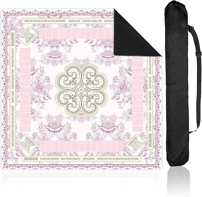 party greeting Chinoiserie Mahjong Mat with Black Carrying Bag 31.5 x 31.5 Inches Multi Purpose G... | Amazon (US)