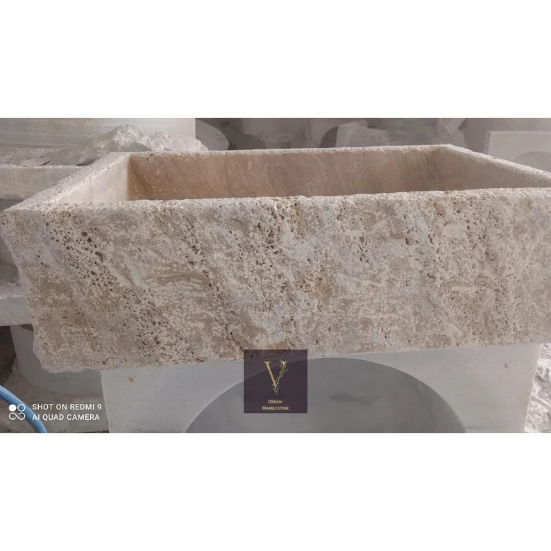 Travertine Sink - Rustic Design - 100% Natural Stone - Handcrafted - Custom Sink - Chiseled Sink ... | Etsy (US)