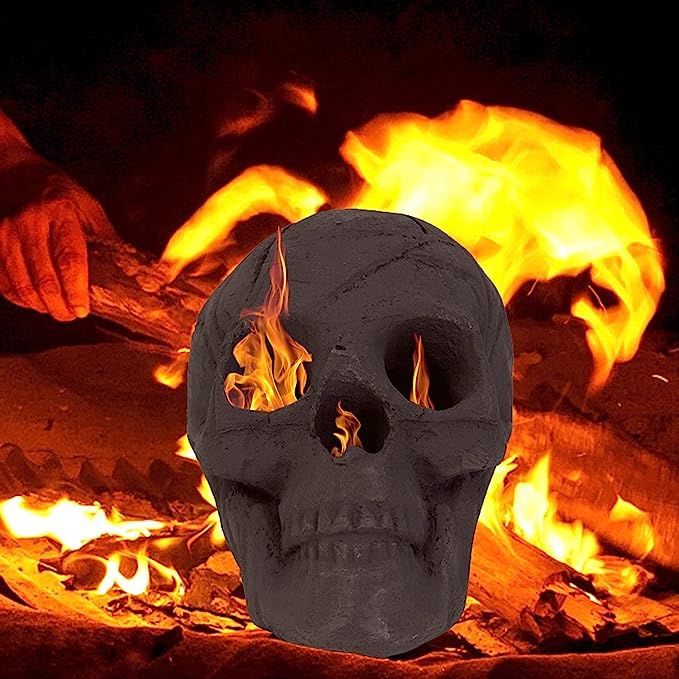 Amazon.com : Rocinha Ceramic Fireproof Fire Pit Skull Log for Ventless & Vent Free, Propane, Gel,... | Amazon (US)