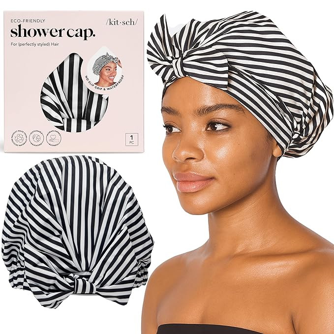 Kitsch Luxury Shower Caps for Women Reusable Waterproof - Large Shower Cap for Women and Men, Non... | Amazon (US)