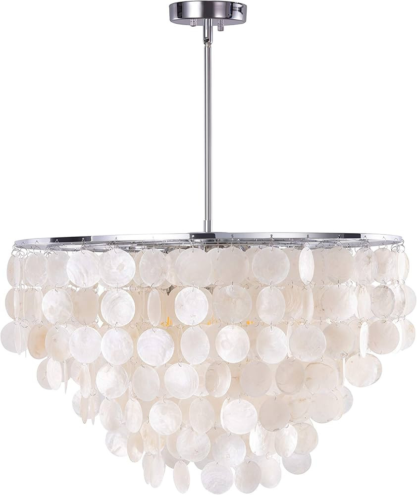 Wellmet Natural Capiz Shell Chandelier, 6 Lights Coastal Modern Capiz Chandelier Pendant Lighting... | Amazon (US)