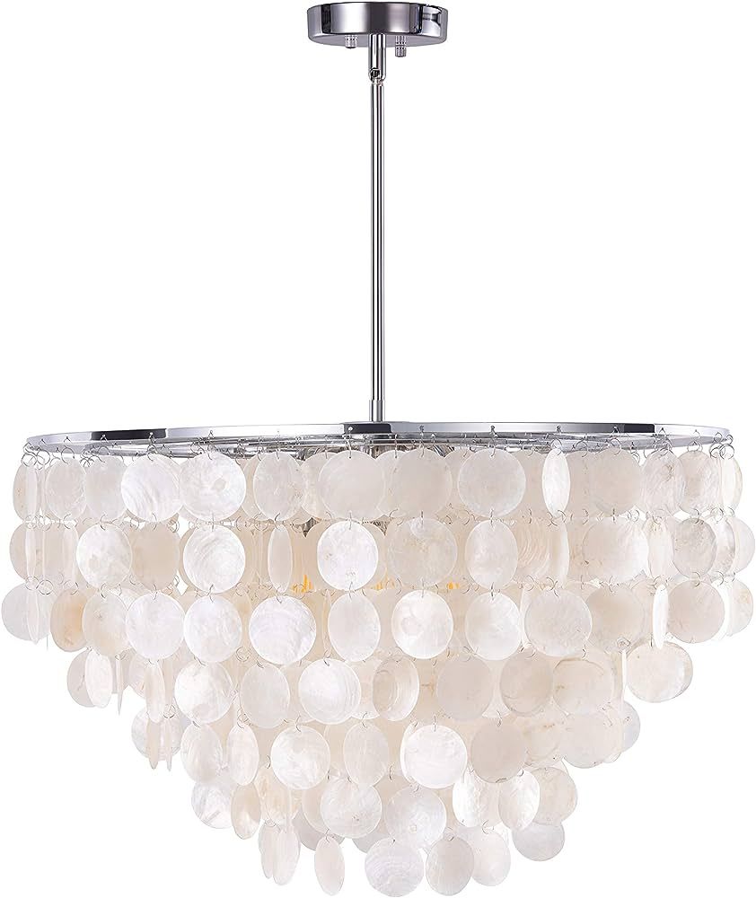 Wellmet Natural Capiz Shell Chandelier, 6 Lights Coastal Modern Capiz Chandelier Pendant Lighting... | Amazon (US)