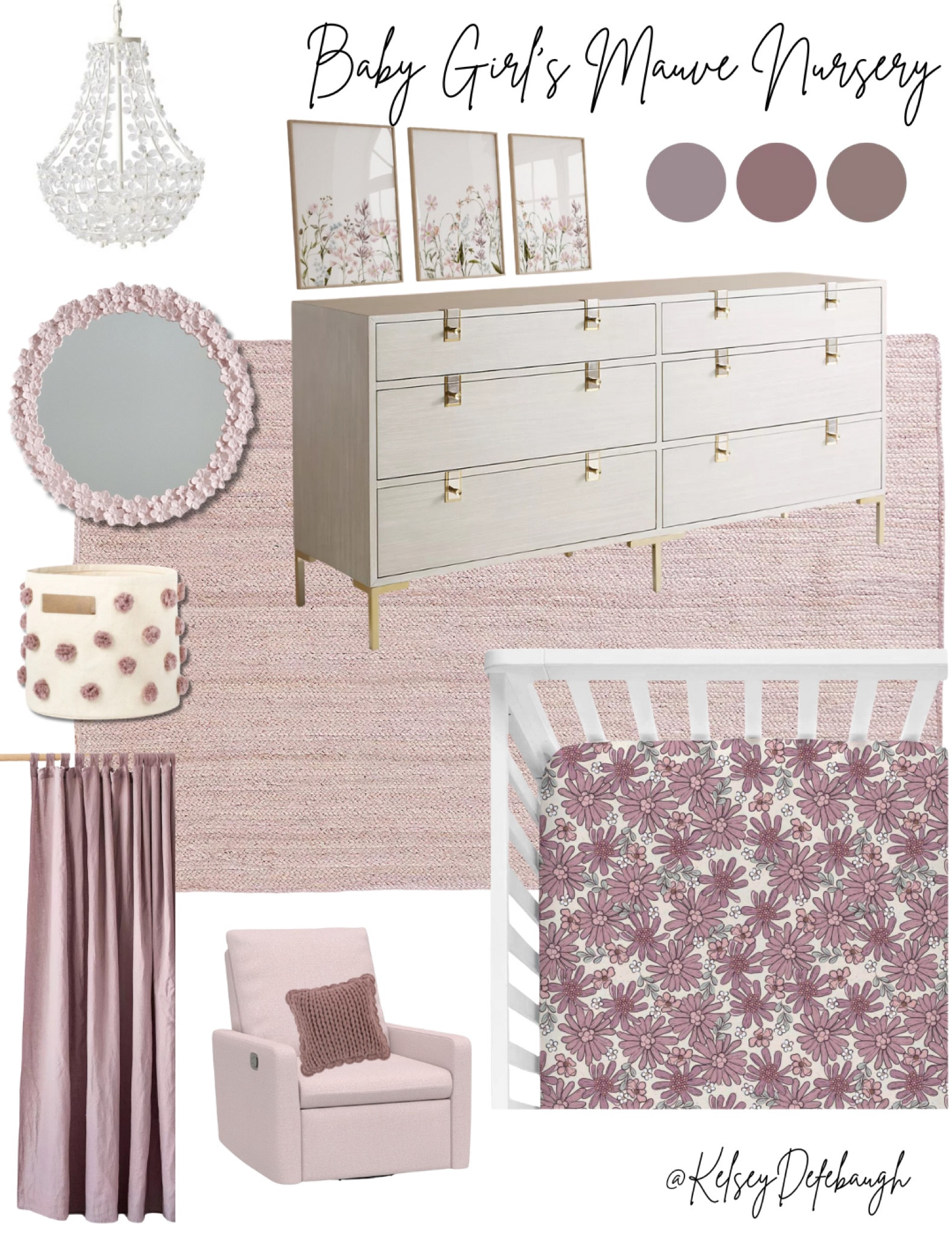 Mauve baby girl’s nursery mood board 🌸🌸🌸  loving this shade of pink!

#LTKhome #LTKbump #LTKbaby