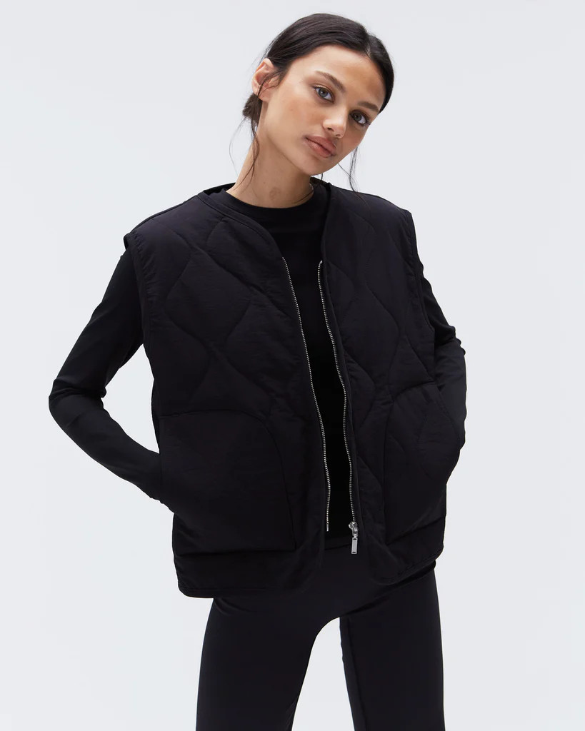 Quilted Nylon Gilet - Black | Adanola UK