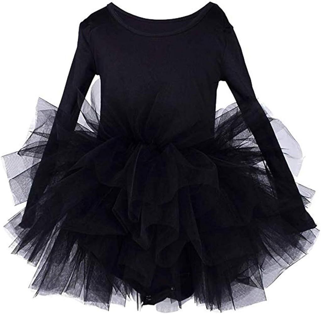 Amazon.com: HAXICO Little Girls Long Sleeve Tutu Leotard Skirt Fluffy 4-Layers Ballet Dance Dress... | Amazon (US)