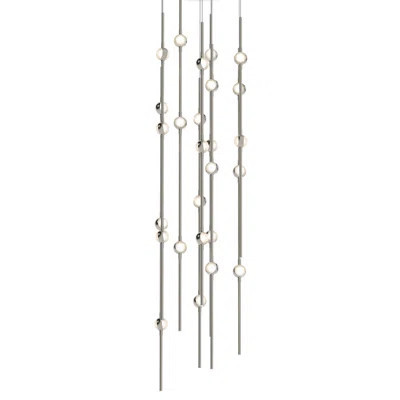 Constellation - Andromeda LED 12" Round Chandelier - Short - Satin Nickel - Clear Faceted Acrylic Lens - 3000K - 240" Cable | Perigold