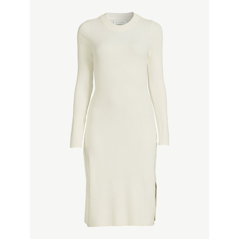 Free Assembly Women's Mixed Rib Sweater Midi Dress with Long Sleeves | Walmart (US)