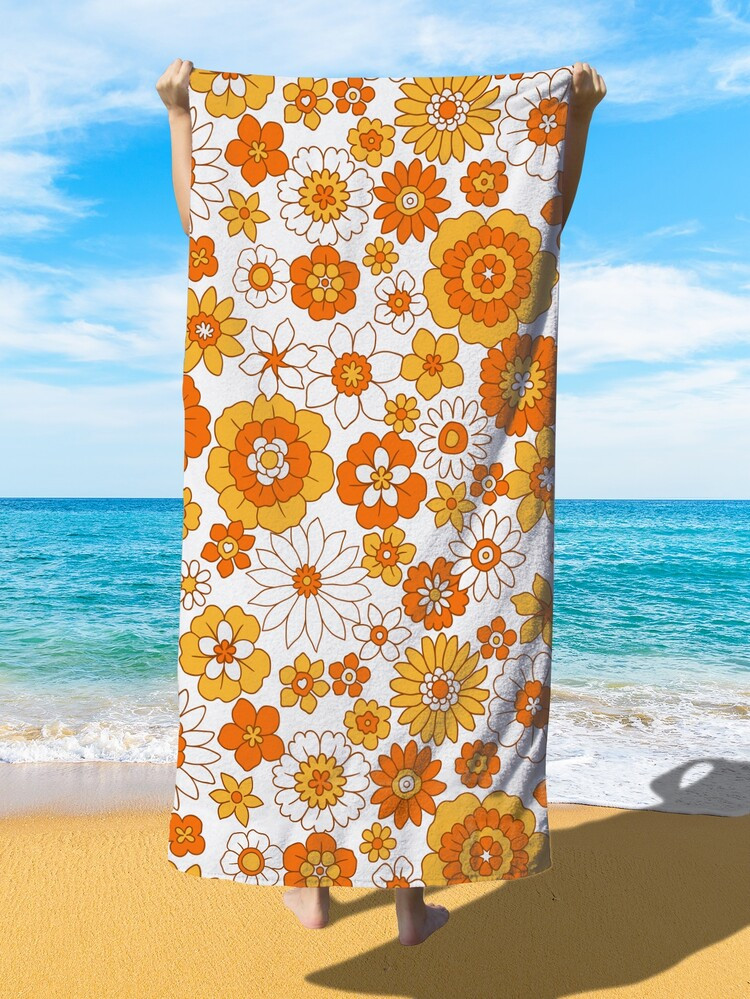 1pc Flower Pattern Beach Towel, Modern Flower Print Travel Beach Towel For Outdoor, Travel | SHEIN