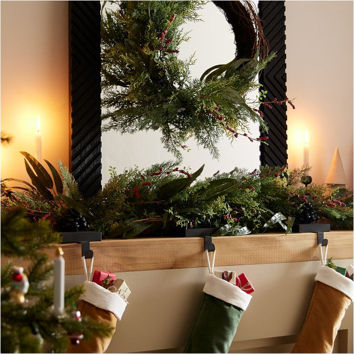 Pre-Lit Faux Mixed Pine & Pepperberry Wreath & Garland | West Elm (US)