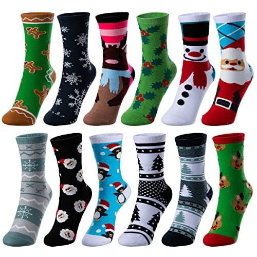 JOYIN 12 Pairs Christmas Winter Socks, Holiday Warm Soft Socks for Winter Christmas, Holiday or Birthday Gift | Amazon (US)