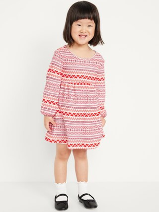 Printed Jersey-Knit Long-Sleeve Dress for Toddler Girls | Old Navy (US)