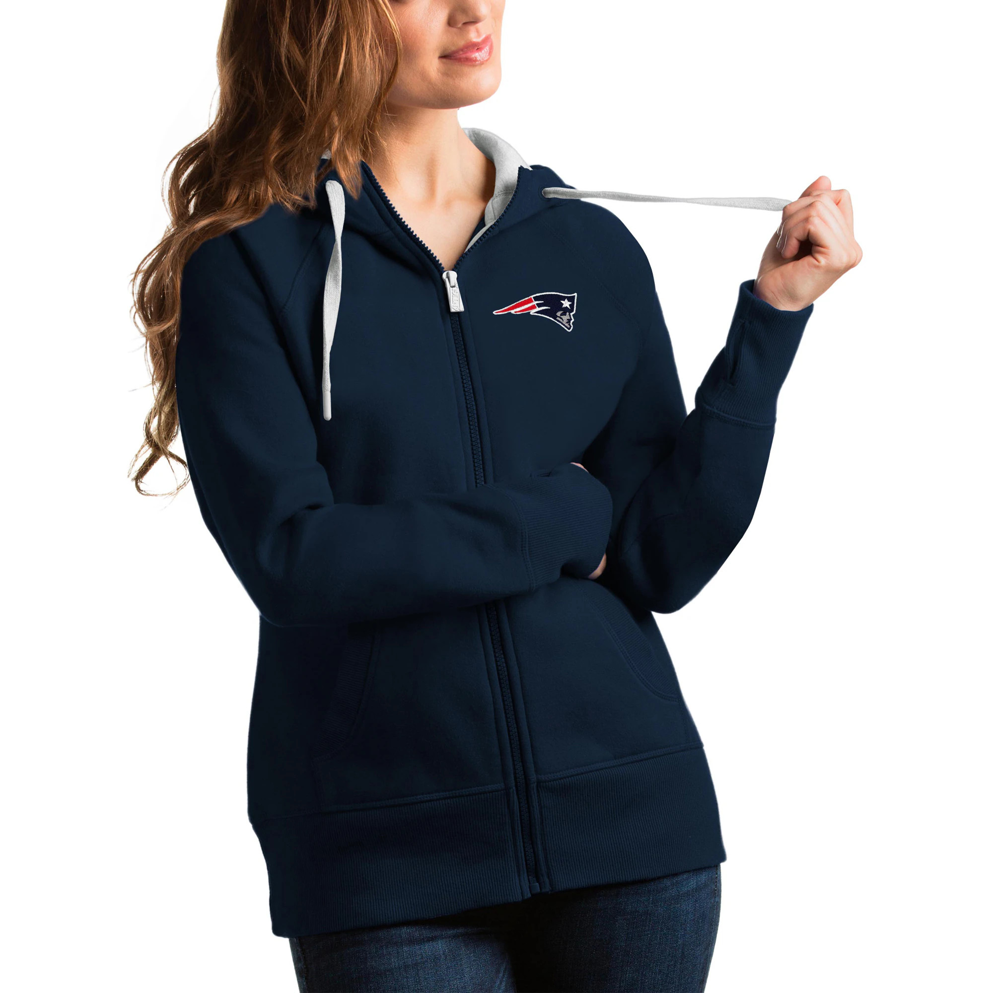 Women's New England Patriots Antigua Navy Victory Full-Zip Hoodie | NFL Shop