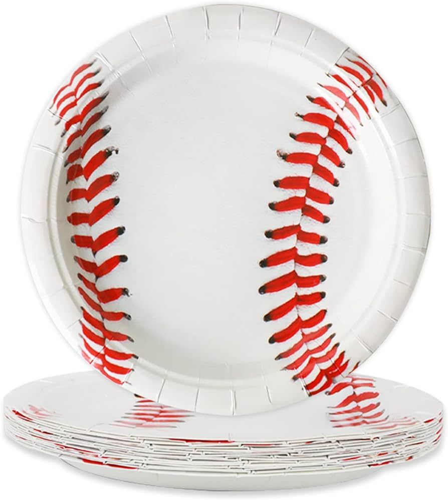 gisgfim 24 Pcs Baseball Party Paper Plates Supplies 7" Baseball Birthday Party Disposable Dessert... | Amazon (US)