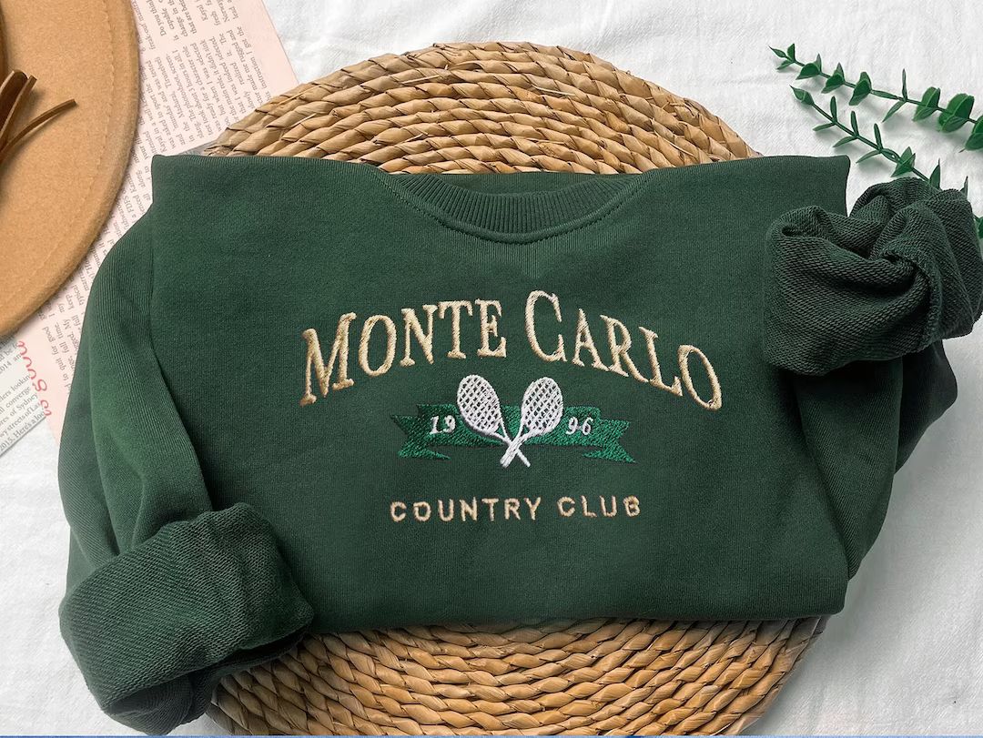 Monte Carlo Vintage sweatshirt, embroidered Tennis Crewneck, Monaco Sweater | Etsy (US)