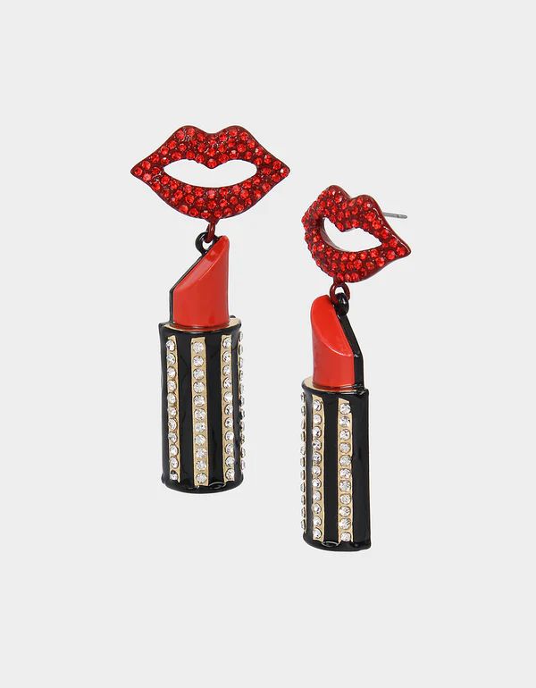 GOING ALL OUT LIPSTICK DROP EARRINGS RED | Betsey Johnson