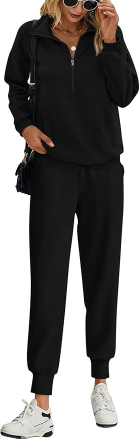 PRETTYGARDEN Long Sleeve Half Zip Sweatsuits Women 2 Piece Outfit Fall 2025 Casual Sweatshirt Swe... | Amazon (US)