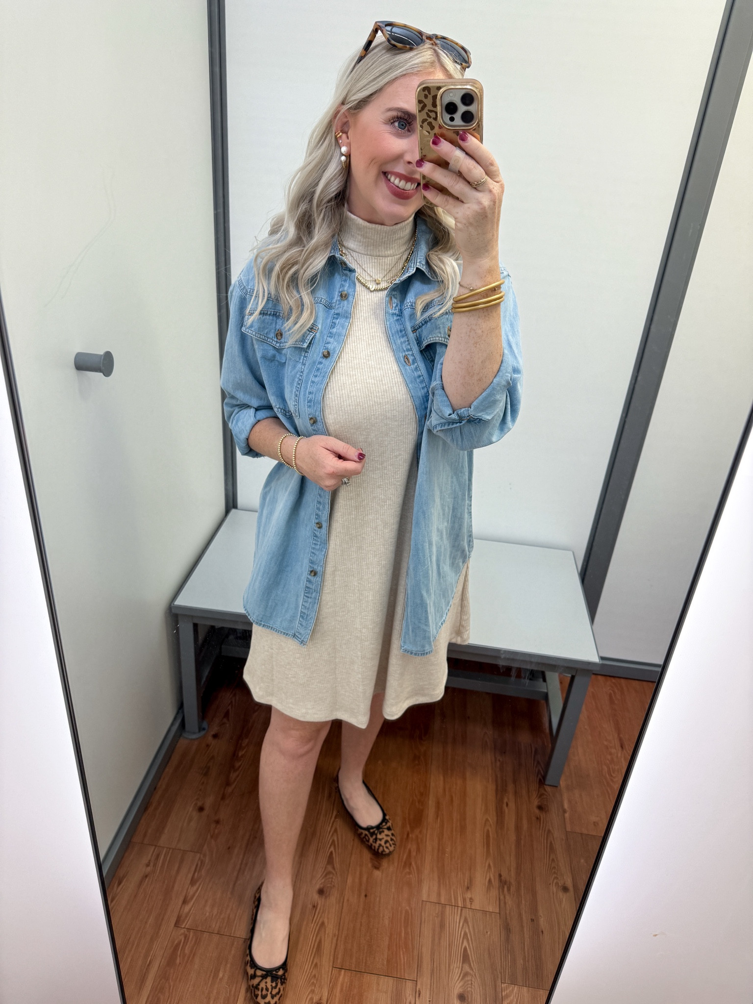Walmart try on, ribbed swing dress, teacher dress, denim shirt, leopard flats, time and tru 

Medium 

#LTKStyleTip #LTKFindsUnder50 #LTKSeasonal