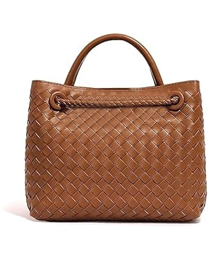 Woven Tote Bag for Women, Elegant Handwoven Top Handle Hobo Handbag,PU Leather Shoulder Crossbody... | Amazon (US)