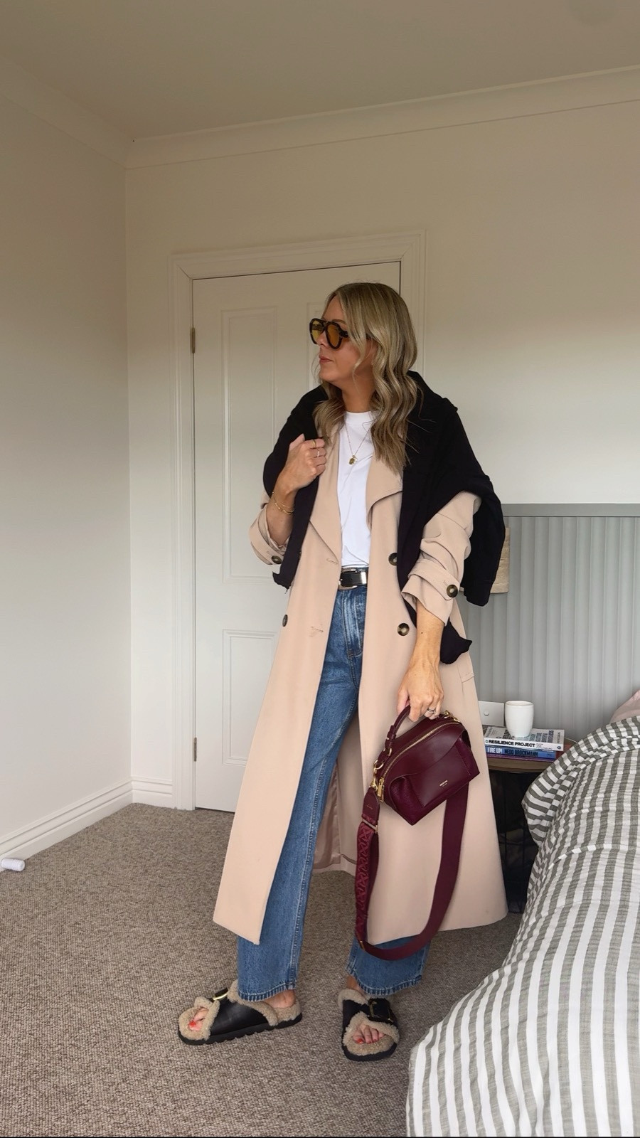 What to wear when you want a comfy but casual outfit that isn’t activewear! I’m in a 10 in the jeans, medium in the tee and sweater, and 14 in the trench x jeans are the Lola Jean from Feather & Noise.

#LTKstyletip #LTKaustralia #LTKspring