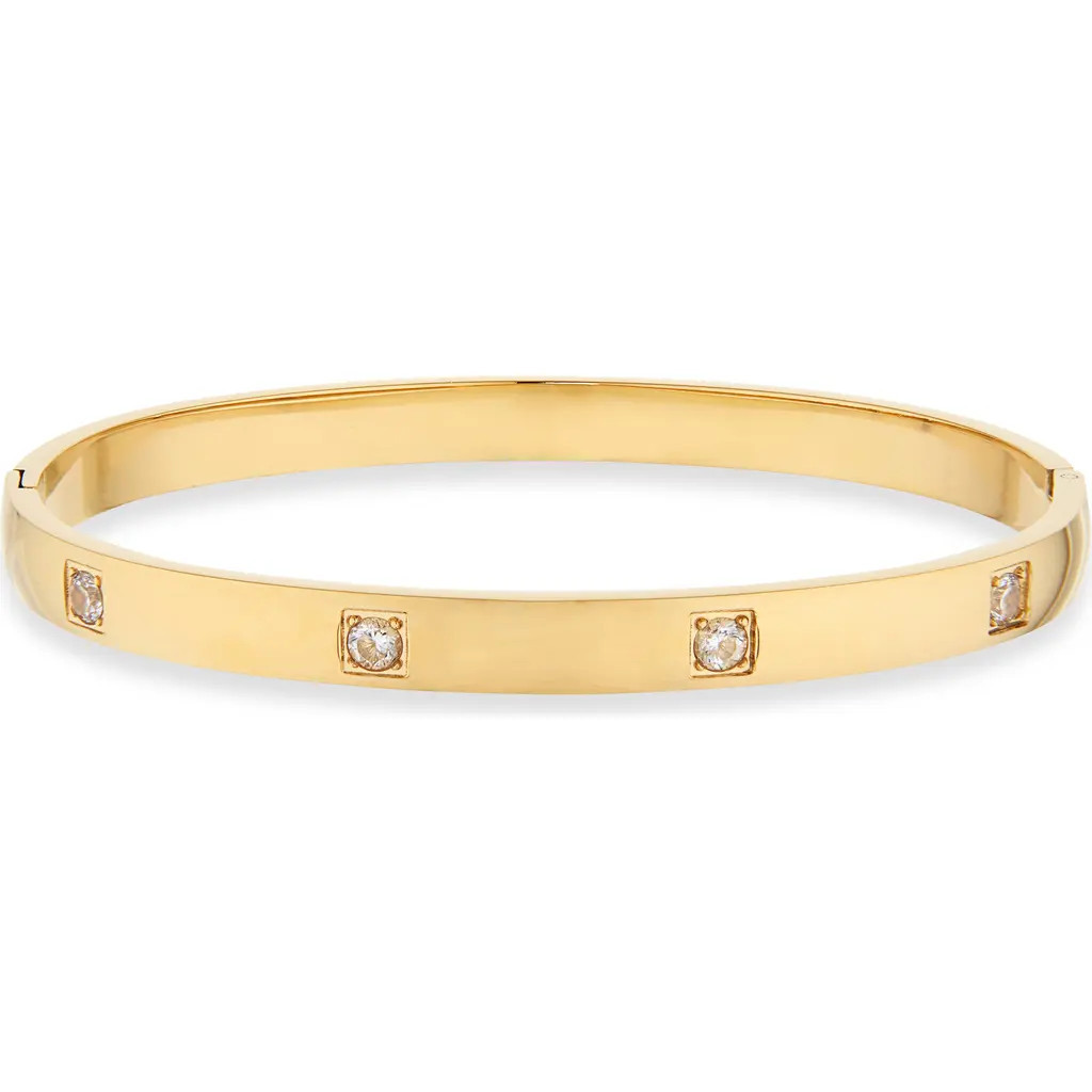 Nordstrom Demi Fine Cubic Zirconia Station Bangle Bracelet in 14K Gold Plated at Nordstrom | Nordstrom