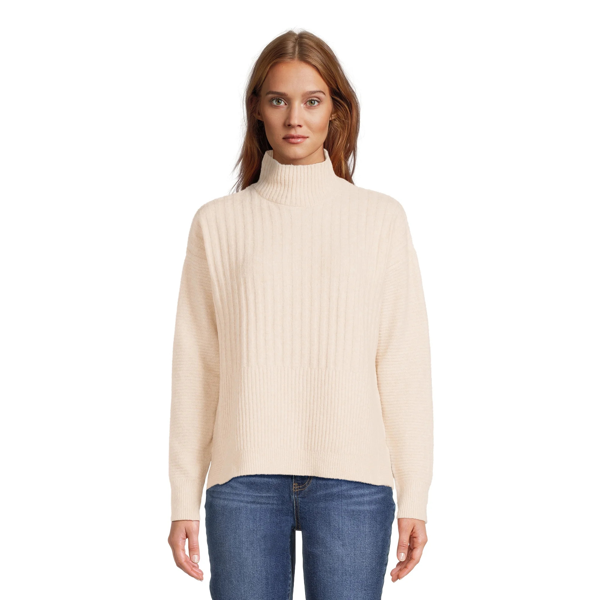 Time and Tru Women's Mock Neck Sweater, Midweight, Sizes XS-XXXL - Walmart.com | Walmart (US)
