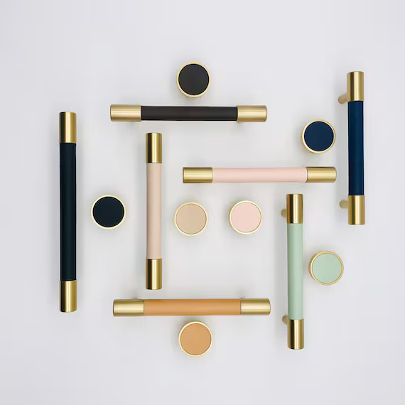 Brass With Leather Drawer Pulls Cabinet Pulls Drawer Knobs | Etsy | Etsy (US)