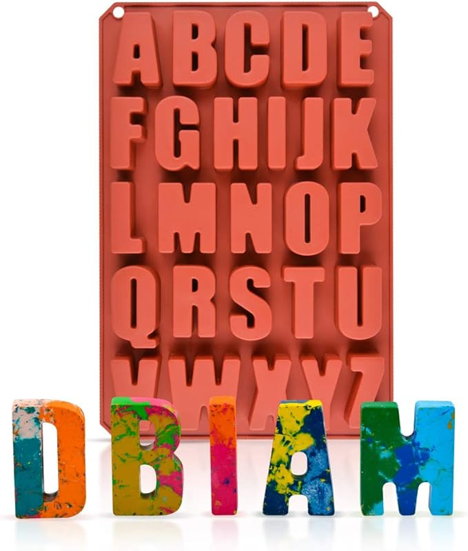 26 Cavities Silicone letters Mold Large Alphabet Chocolate Silicone Baking Mold (1) | Amazon (US)